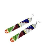 African Handmade Maasai Glass Bead Earrings Multicolor Angle