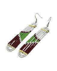 African Handmade Maasai Glass Bead Earrings White Angle