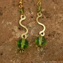 Brass Swirl Color Bead Earrings 695-2-81