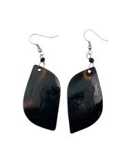 African Handmade Brown Leaf Shape Cow Horn Earrings Back
