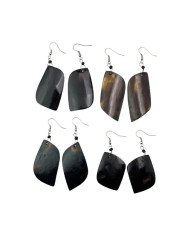 African Handmade Brown Leaf Shape Cow Horn Earrings Unique