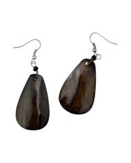 African Handmade Cow Horn Teardrop Earrings Angle