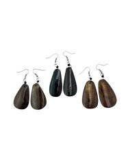 African Handmade Cow Horn Teardrop Earrings Unique