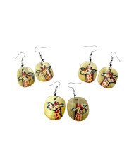 Hand Painted African Cow Horn Giraffe Earrings Unique