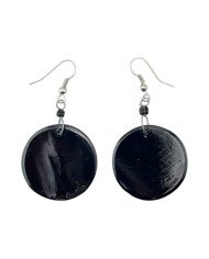 Handmade African Dark Round Cow Horn Earrings