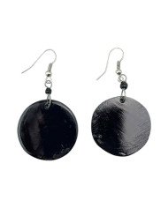 Handmade African Dark Round Cow Horn Earrings Back