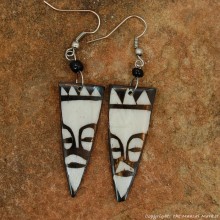Tribal Mask Cow Bone Maasai Earrings 699-61