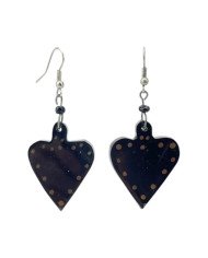 Handmade African Brown Dot Spade Cow Horn Earrings