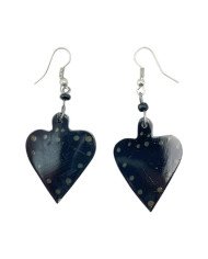 Handmade African Brown Dot Spade Cow Horn Earrings Light