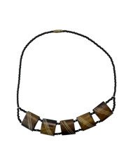 African Handmade Etched Square Cow Bone Bead Necklace