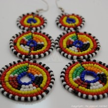 Maasai Multi-Colored Bead Stacked Dangle Earrings 700-8-15