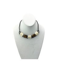 African Handmade White Brown Square Cow Bone Bead Necklace Display