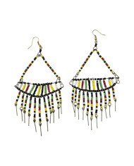 Large African Multicolor Maasai Bead Chandelier Earrings