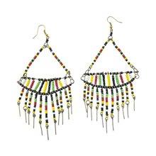 Large African Multicolor Maasai Bead Earrings