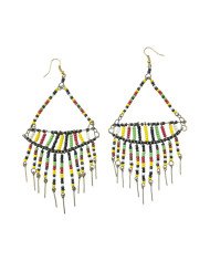 Large African Multicolor Maasai Bead Earrings