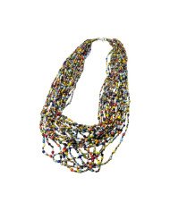 Handmade African Multi Color Maasai Bead Multi Strand Necklace Angle