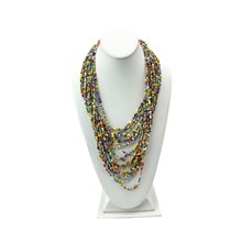 Handmade African Multicolor Maasai Bead Multistrand Necklace Closeup
