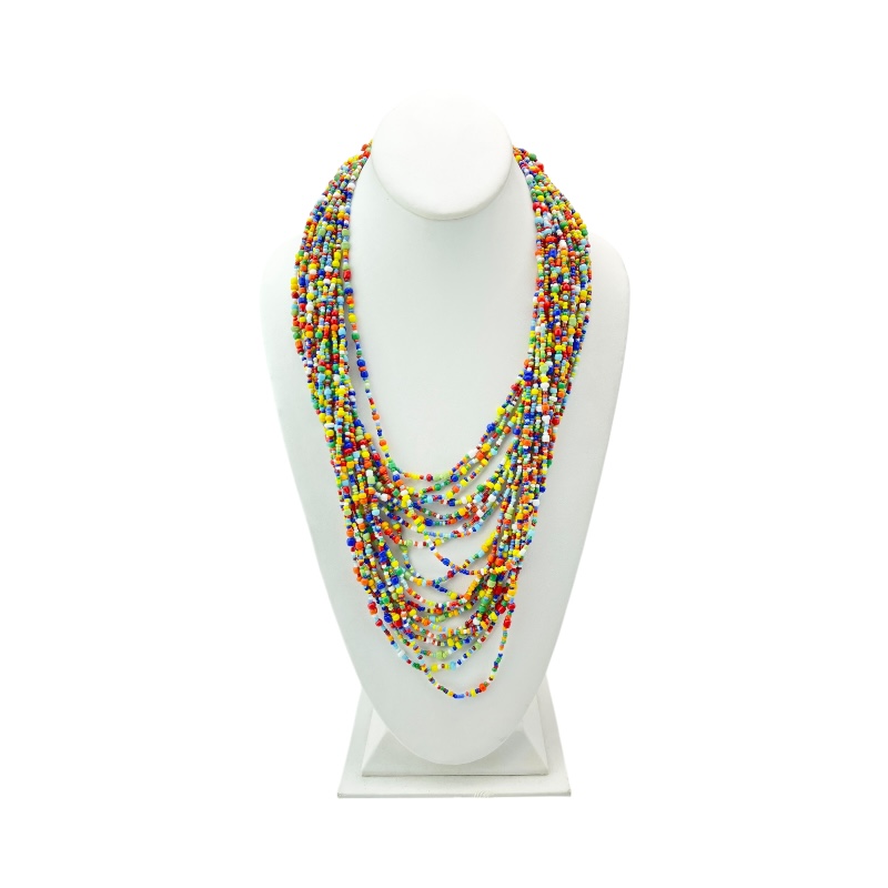 Handmade African Multicolor Maasai Bead Multistrand Necklace