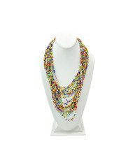 Handmade African Multicolor Maasai Bead Multistrand Necklace Display