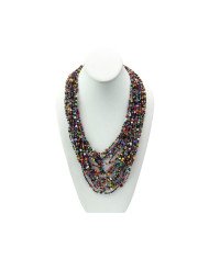 African Handmade Maasai Glass Bead Multi Strand Necklace Display