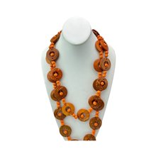 Handmade Orange Coconut Shell Bead African Necklace