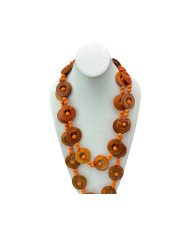 Handmade Orange Coconut Shell Bead African Necklace