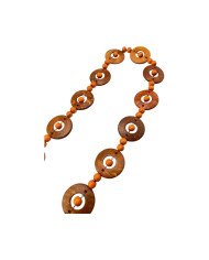 Orange Coconut Shell Disk Bead Boho Necklace