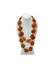 Handmade African Coconut Shell Bead Necklace Orange
