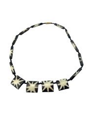 Handmade African Batik Cow Bone Beads Necklace Close