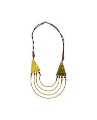 Handmade African Brass Bib Necklace Red