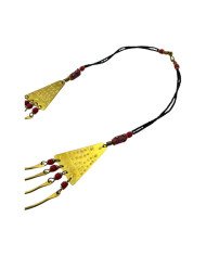 Handmade African Necklace - Brass Bib Red Beads