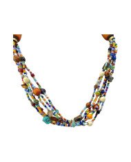 Handmade Mixed Material Beaded African Necklace Closeup