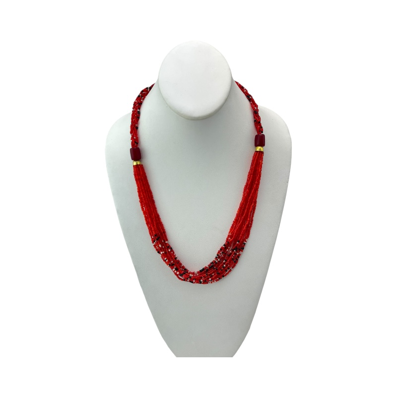 Handmade Red Maasai Bead Red Resin Necklace