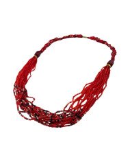 Handmade Red Maasai Bead Red Resin Necklace Angle
