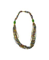 Handmade Multicolor Maasai Bead Green Resin Necklace