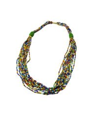 Handmade Multicolor Maasai Bead Green Resin Necklace Angle