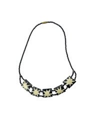 African Batik Cow Bone Necklace Square Beads