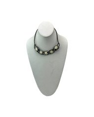 African Batik Necklace Square Cow Bone Beads