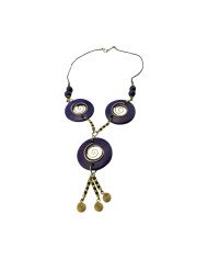 African Handmade Coconut Shell Pendant Necklace Purple