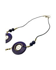 Handmade African Coconut Shell Pendant Necklace Purple Close