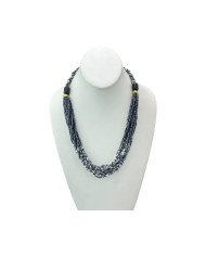 Maasai Bead Braided Multistrand Necklace Iridescent Blue Display