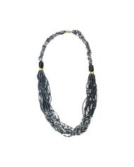 Maasai Bead Braided Multistrand Necklace Iridescent Blue