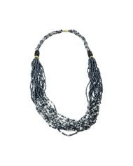Maasai Bead Braided Multistrand Necklace Iridescent Blue Angle