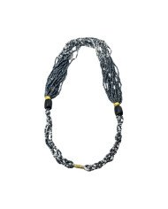 Maasai Bead Braided Multistrand Necklace Iridescent Blue Top
