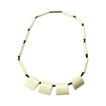 Handmade African Natural White Cow Bone Bead Necklace Angle