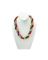 Handmade African Red Twisted Maasai Bead Strands Necklace
