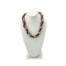 Handmade African Red Twisted Maasai Bead Strands Necklace Display