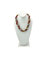 Handmade African Red Twisted Maasai Bead Strands Necklace Display