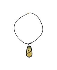 Oblong Cow Horn Leaf Pendant Necklace