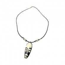 Handmade Beaded Tribal Mask Batik Bone Pendant Necklace